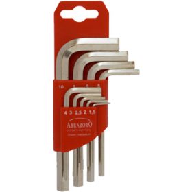   IMBUSZKULCS KÉSZLET 9db 1,5/2/2,5/3/4/5/6/8/10 MM - ABRABORO