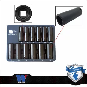   Lok-Typ Légkulcsfej készlet 3/8" 12 db-os spec.6 lap hosszú 8-19 mm- Welzh Werkzeug
