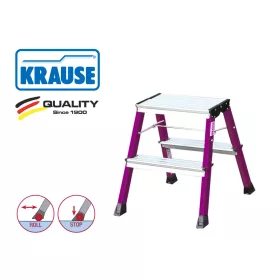   Fellépő ALU lépcsőfokos két oldalon járható gurulós 2x2 Pink - ROLLY - KRAUSE