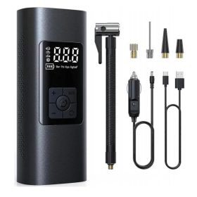   Kompresszor akkus digitális + 4db fej + lámpa + USB Power Bank - Muta