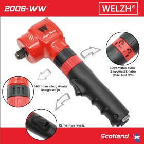   Légkulcs 1/2" 680 Nm "Rúd alakú" CSAK: 90 mm "A SAROK FENEVAD"  Welzh Werkzeug