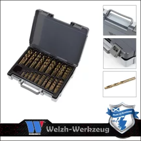   Csigafúró Klt. HSS Co5 Kobalt bevonatú 170 db-os - műanyag kofferben - Welzh Werkzeug