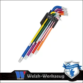   Torxkulcs készlet extra hosszú T10 - T50 - színes 9 r.- Welzh Werkzeug