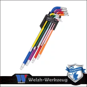   Torxkulcs készlet extra hosszú furatos T10H - T50H - színes 9 r.- Welzh Werkzeug