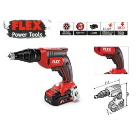   Gipszkarton-csavarbehajtó akkus 18V - akku nélkül kofferrel (DW 45 18.0-EC) - Original FLEX