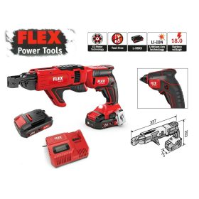   Gipszkarton-csavarbehajtó akkus 18V 2db 2.5Ah csavaradagoló (DW 45 18-EC M) - Original FLEX