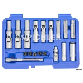   Dugókulcs készlet izzítógyertyákhoz, vékonyfalú + PSG adapter 18 db-os - Pichler Tools