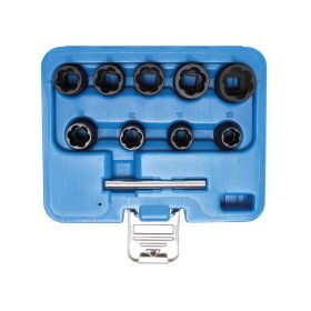   Csavarkiszedő készlet - sérült fejű csavarokhoz 9+1 db-os 10-19 mm 3/8" - BGS