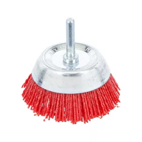   Drótkorong csapos fazékkefe 75 mm - Nylon műanyag piros kefe - BGS