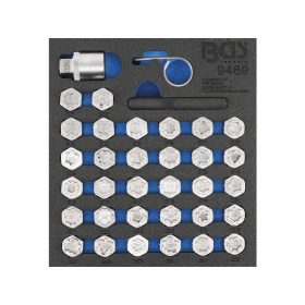   Kerékőr leszedő készlet Mercedes Benz 35db-os tálcás 1/6 - BGS