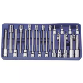   Tálcás rátűzőkulcs készlet torx 3/8" + 1/2" 24 db-os 1/3 - Genius Tools