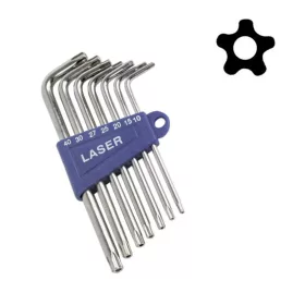   Torxkulcs, furatos "L" alakú készlet ÖTÁGÚ TPX10-TPX40 LYUKAS 7 db-os - Laser Tools
