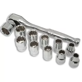   Dugókulcs készlet Gear Lock - Alldrive 3/8" 11 db 8-19 mm +1 db racsni - Laser Tools