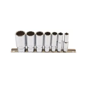   Dugókulcs - crowafej készlet 3/8" 12 szögű WHITWORTH BSW 1/8"-1/2" 7 db - Laser Tools
