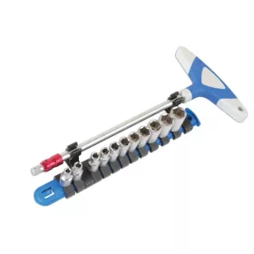   Dugókulcs készlet T-hajtókarral 1/4" - 12 db-os 4 - 13 mm Motorkerékpár - Laser Tools