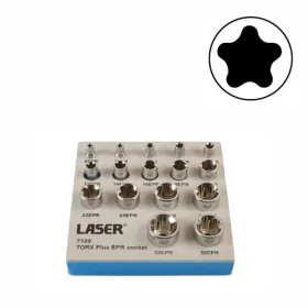   Dugókulcs - crowafej készlet 1/4"-3/8"-1/2" Torx Plus® EPR6-EPR32 -Ötágú - Laser Tools