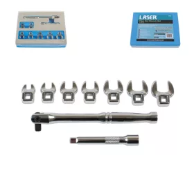   Villáskulcs adapter készlet nyitott 1/4" 9 db-os 7-14 mm "Crowfoot" készlet - Laser Tools