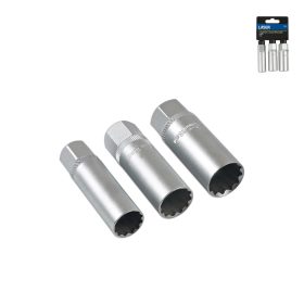   Gyertyakulcs készlet 14-16-18 mm Vékonyfalú 3/8" - Laser Tools