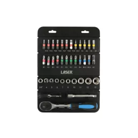   Dugókulcs és bit készlet 37 darabos 1/4" - Laser Tools