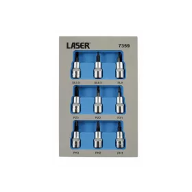   Rátűzőkulcs 9 db-os készlet 3/8" PH -PZ, Lapos 50 mm - Laser Tools