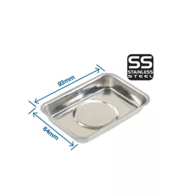   Mágneses tálca téglalap - mini, lapos - 93 x 64 x 14 mm - INOX - Laser Tools