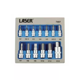   Rátűzőkulcs - crowa+bit készlet imbusz H2-H14 13r. - EVA tálcán - Laser Tools