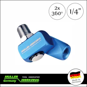   Levegő csatlakozó adapter-forgós, 2x360 Fok 1/4"- Müller-Werkzeug