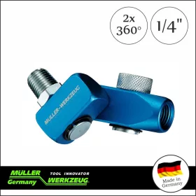   Levegő csatlakozó adapter-forgós, szabályzós 2x360-fok 1/4" - Müller-Werkzeug