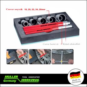   Kerékőr leszedő készlet univerzális 7 db-os 18-20-22-24-26 mm MÜLLER - Müller-Werkzeug