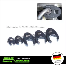   Villáskulcs adapter készlet nyitott 3/8"5 db:8-9-21-22-24 mm"Crowfoot" - Müller-Werkzeug