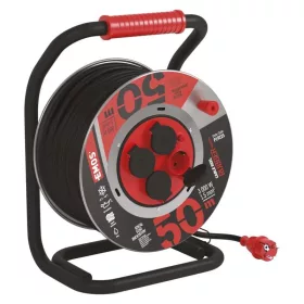   Kábeldob 50 m - IP44 gumi kábel 3 x 1.5 mm2 - 3000W Fekete - Emos