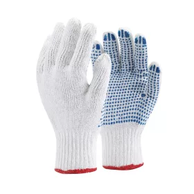 Kesztyű pöttyös kék pontozott pamut 10/XL-es