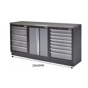   Műhelybútor SP SERIES Szett: 2040x950x460 mm 3db szekrény + INOX lap - SP Tools