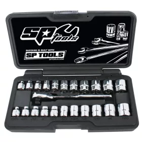   Dugókulcs készlet 1/4" 6 lap metrikus+Colos ALACSONY 23 db - SP Tools