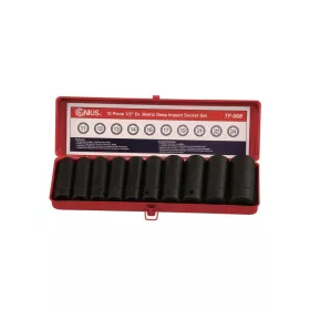   Légkulcsfej készlet 1/2" 10 db 11-24 mm metrikus hosszú - Genius Tools