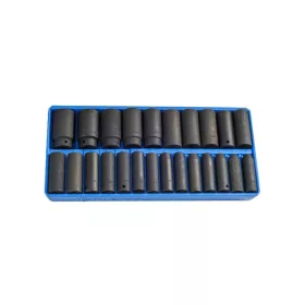   Tálcás Genius dugókulcs, gépi készlet 6 lapú hosszú 1/2" 24 db-os CRV-1/3 - Genius Tools