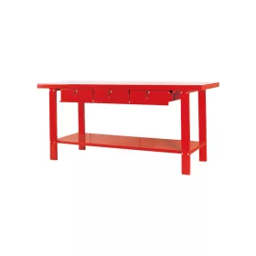   Satupad 2000 mm háromfiókos - masszív acél kivitel - Piros - Torin Big Red