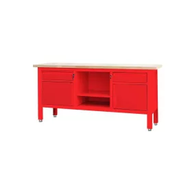   Satupad 1690 mm 2 fiók és 2 polc, 1 nyitott tároló, fa munkalap - Torin Big Red